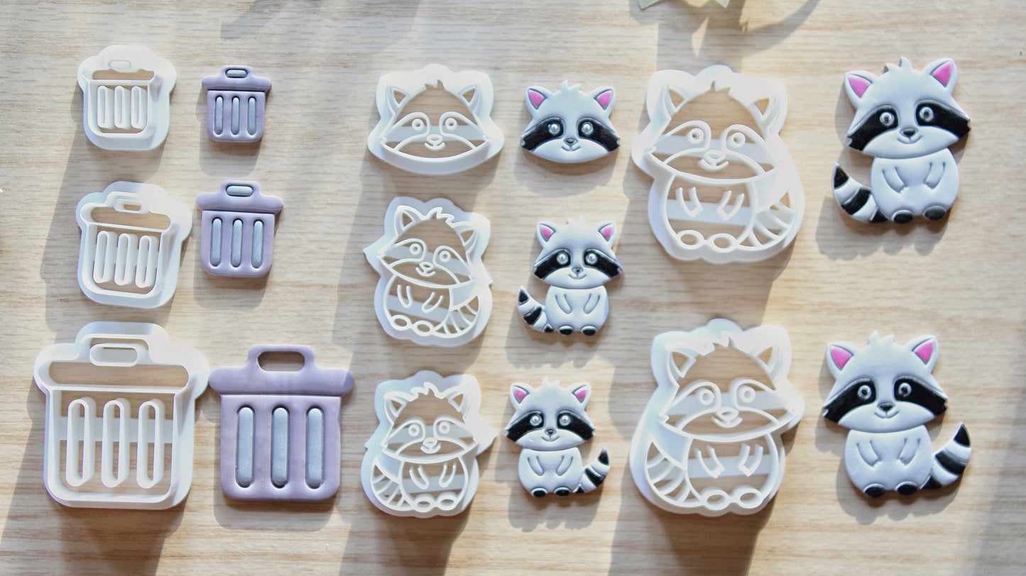 Raccoon and Trash Can Polymer Clay Cutter