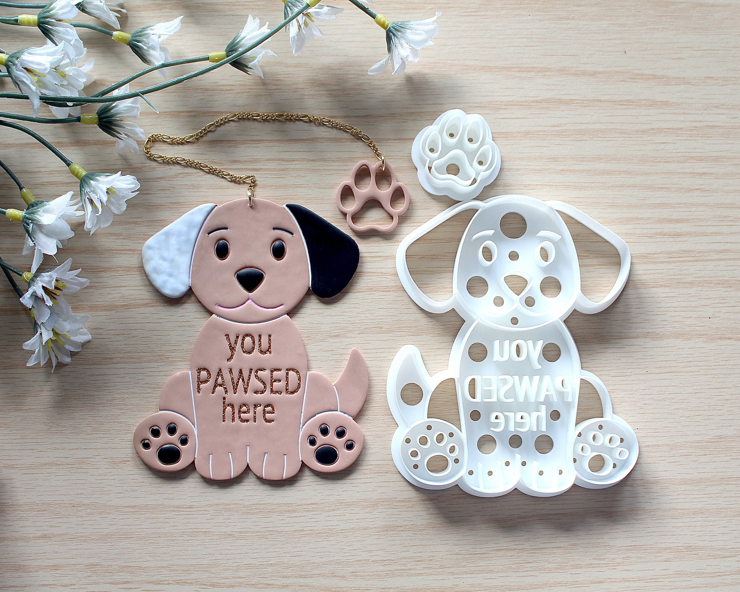 You Pawsed Here Bookmark Polymer Clay Cutter Set - Pup Version