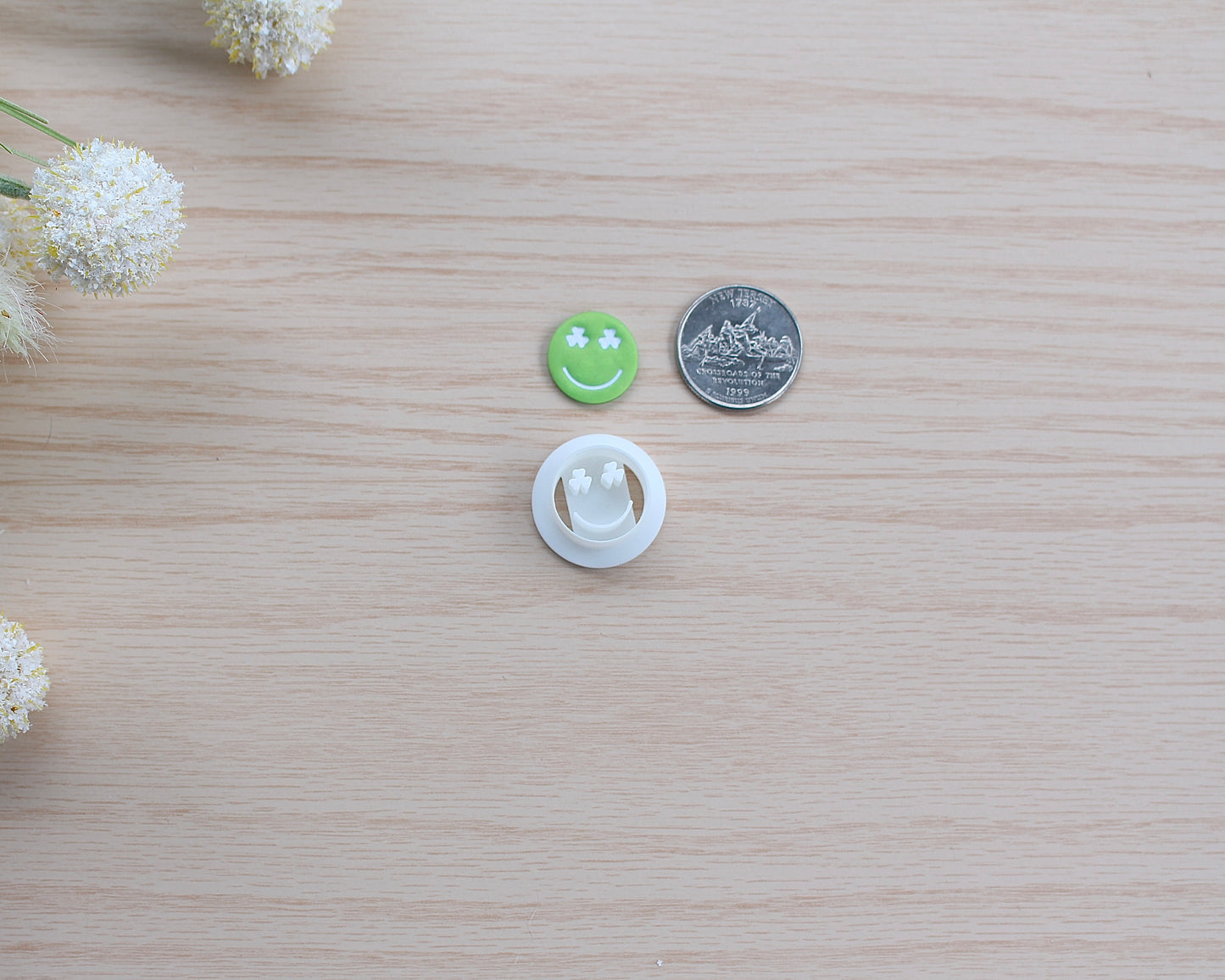 Smiley with Clover Eyes Polymer Clay Cutter