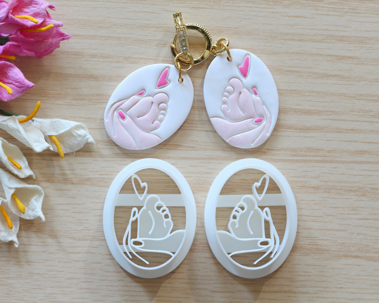 Mom’s Hand and Baby’s Foot Polymer Clay Cutter