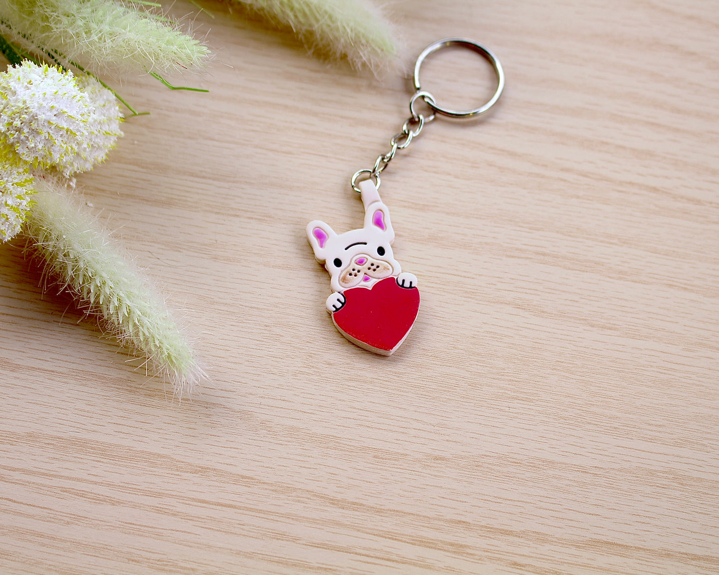French Bulldog Holding a Heart Keychain Cutter