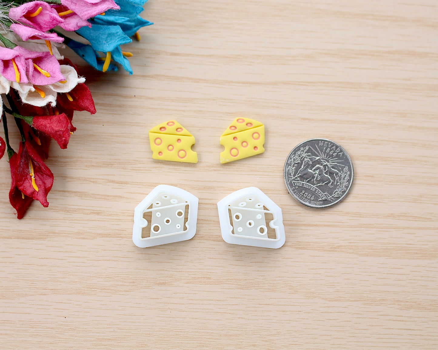 Little Mouse and Cheese polymer clay cutter set, perfect for crafting jewelry, charms, and creative clay designs.