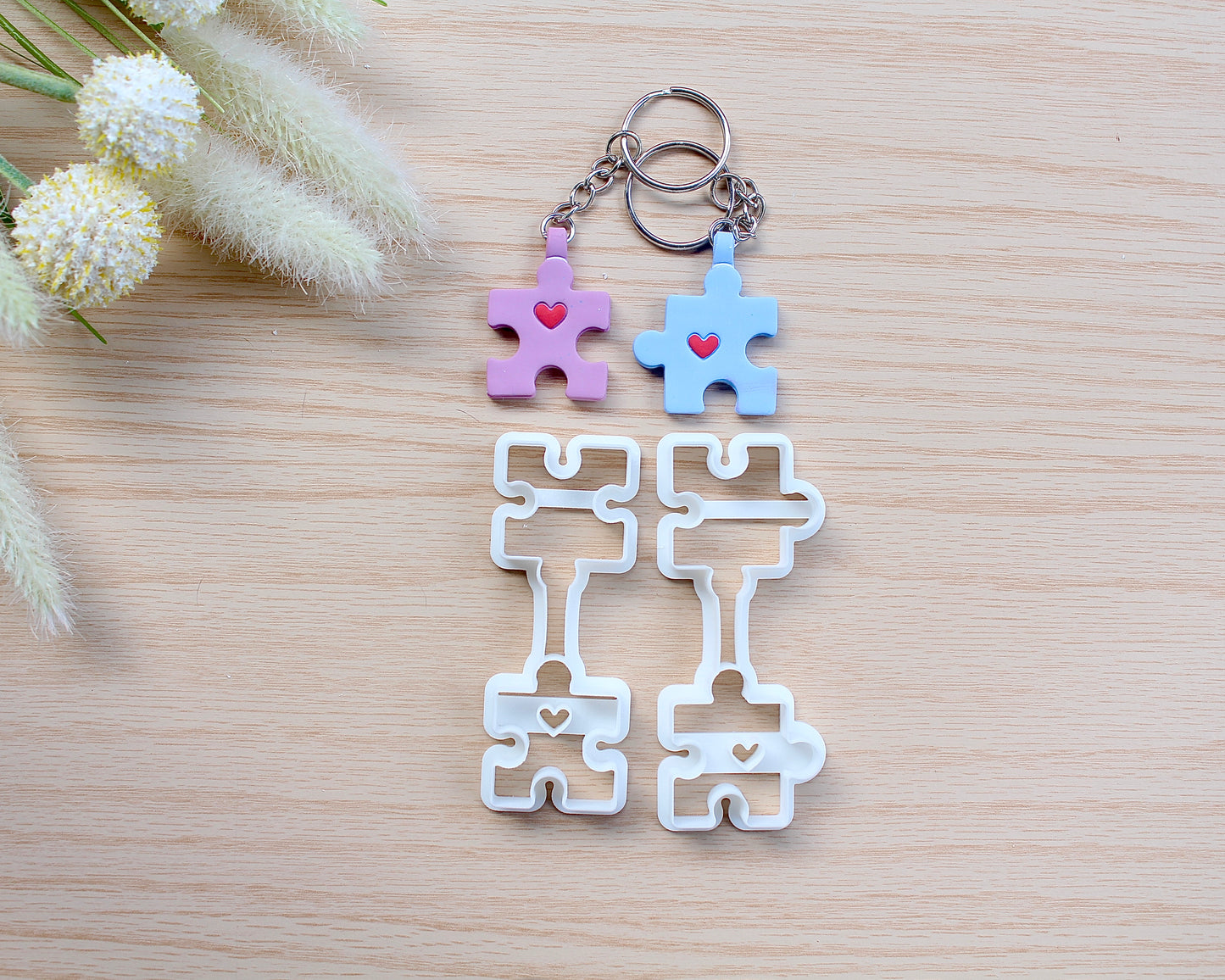 Matching Puzzle Pieces Keychain Polymer Clay Cutter Set