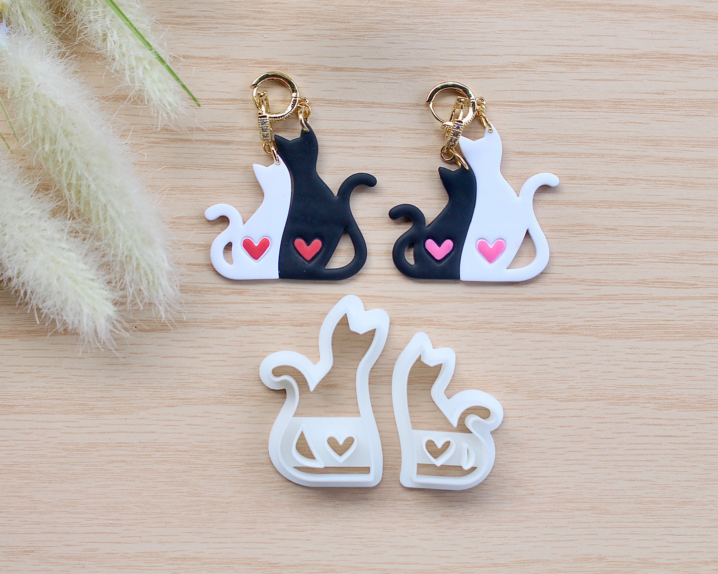 Snuggling Kitty Couple Polymer Clay Cutter Set