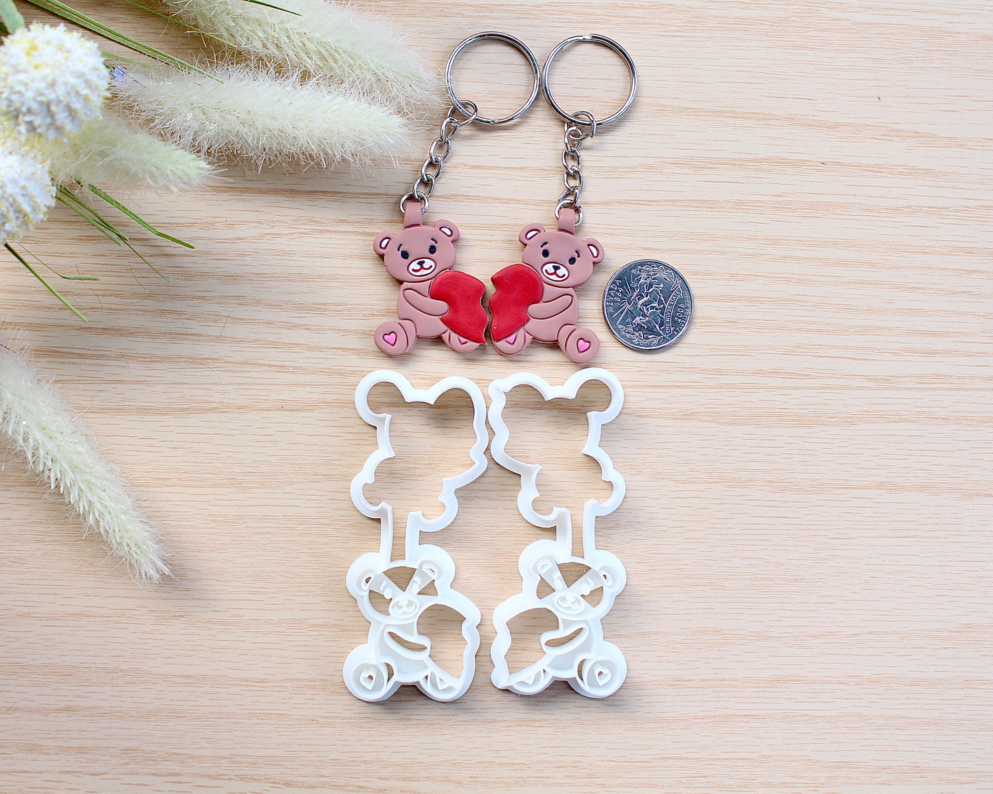 Teddy Bear Couple Keychain Cutter Set