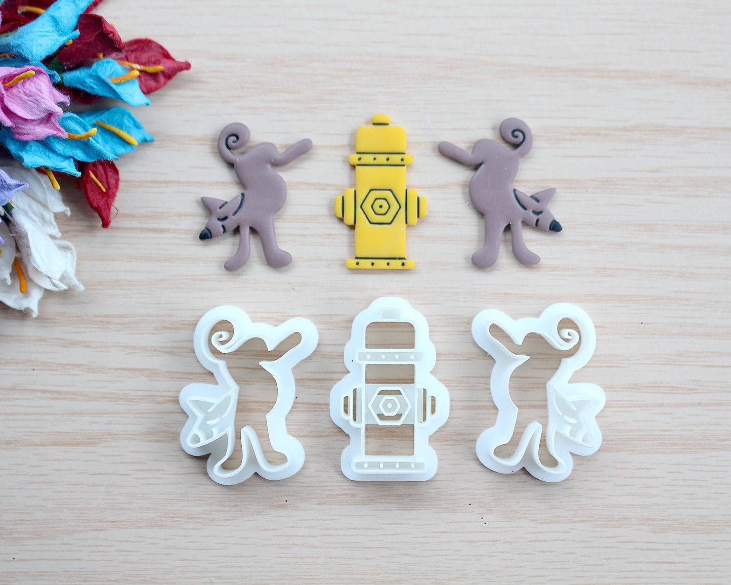 The Dog & Fire Hydrant Polymer Clay Cutter Set
