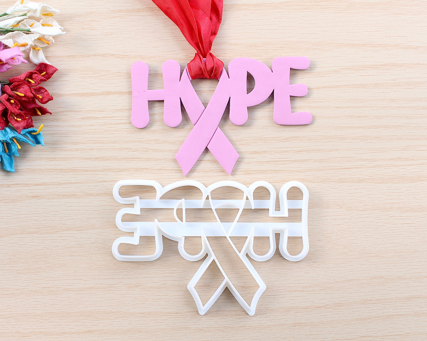Hope Cancer Awareness Ribbon Ornament Cutter