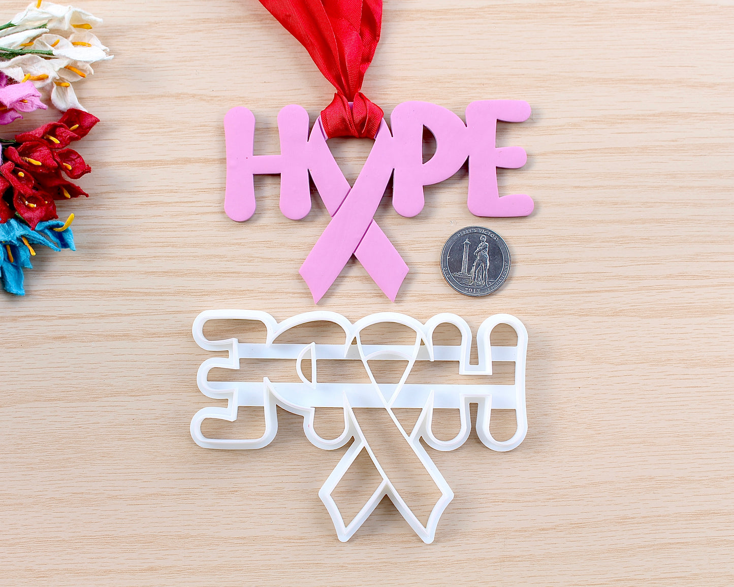 Hope Cancer Awareness Ribbon Ornament Cutter