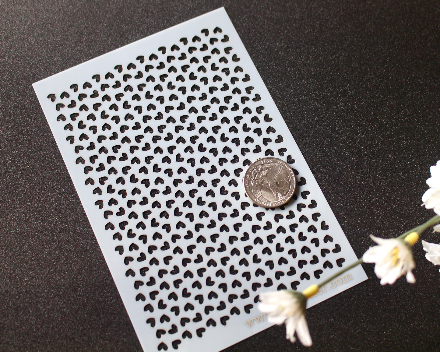 tiny heart grid mylar stencil polymer clay cutter