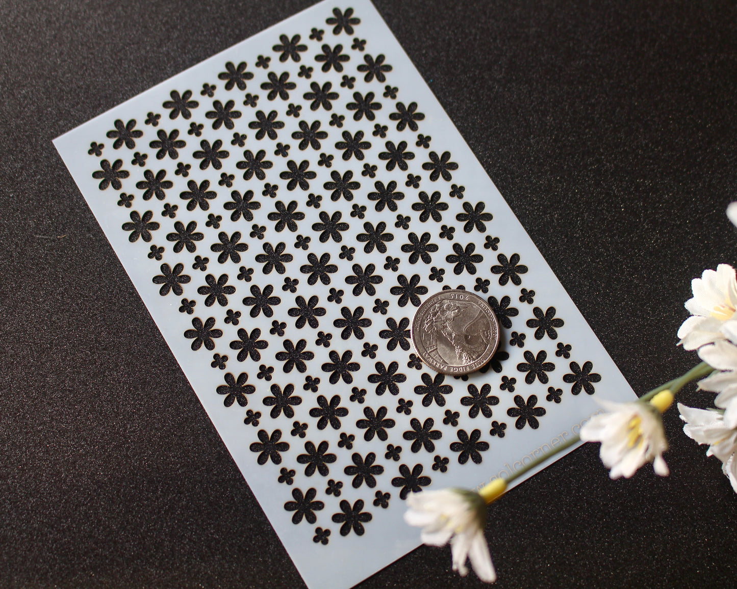 nordic folk flower mylar stencil polymer clay cutter
