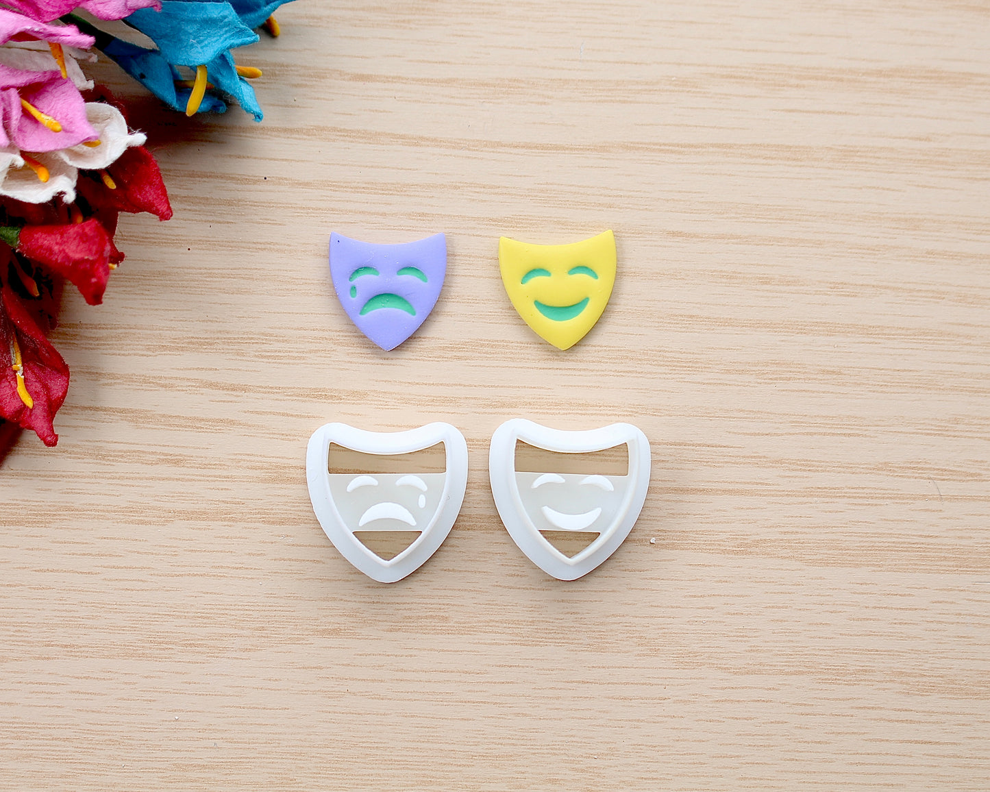 Tragedy and Comedy Masks Stud Polymer Clay Cutter Set