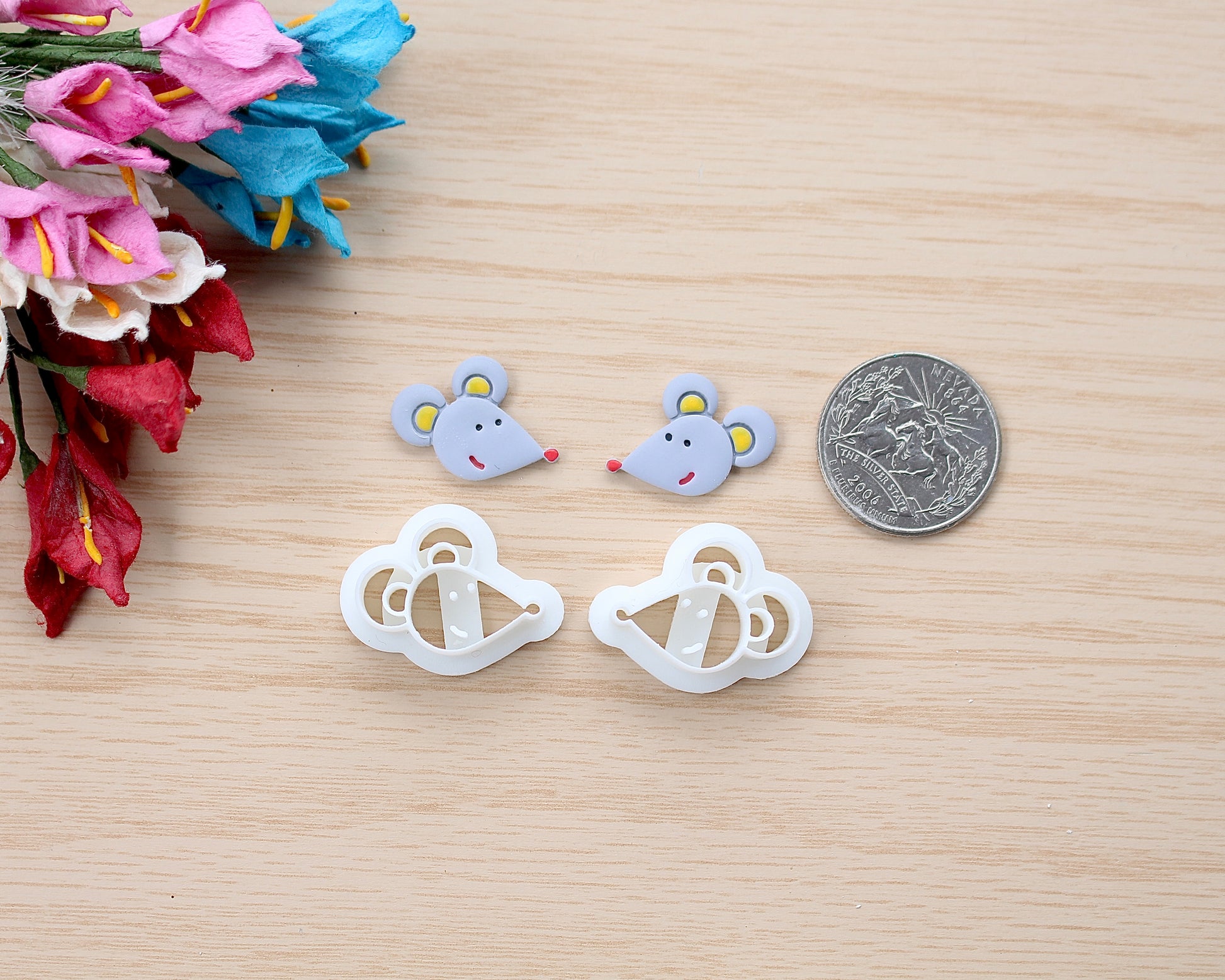 Little Mouse and Cheese polymer clay cutter set, perfect for crafting jewelry, charms, and creative clay designs.