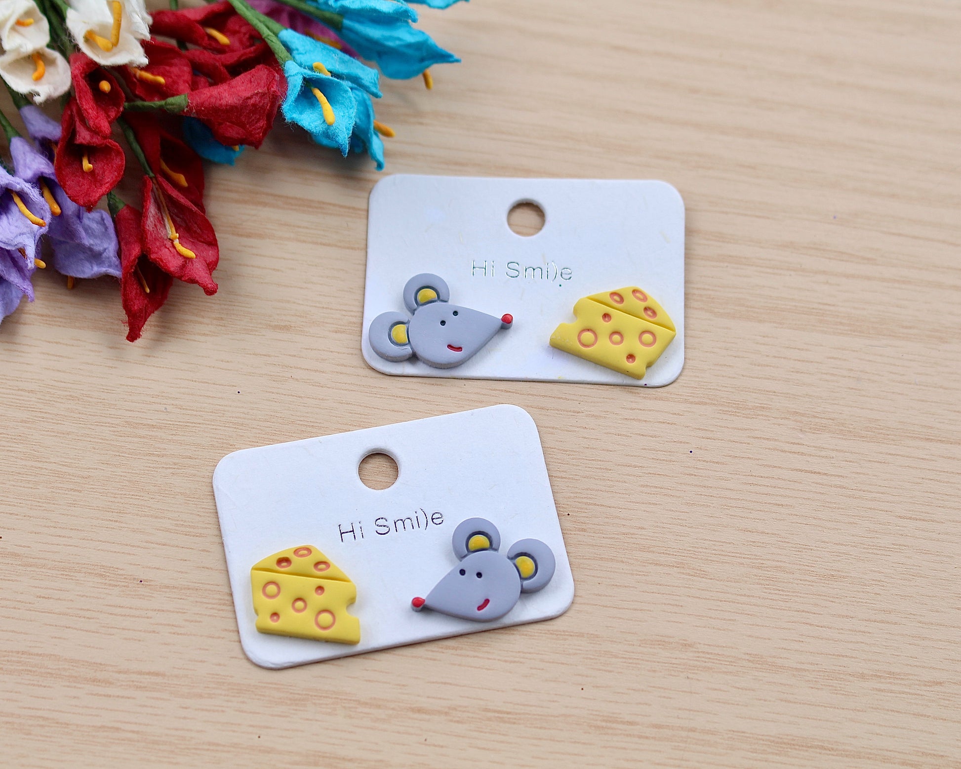 Little Mouse and Cheese polymer clay cutter set, perfect for crafting jewelry, charms, and creative clay designs.