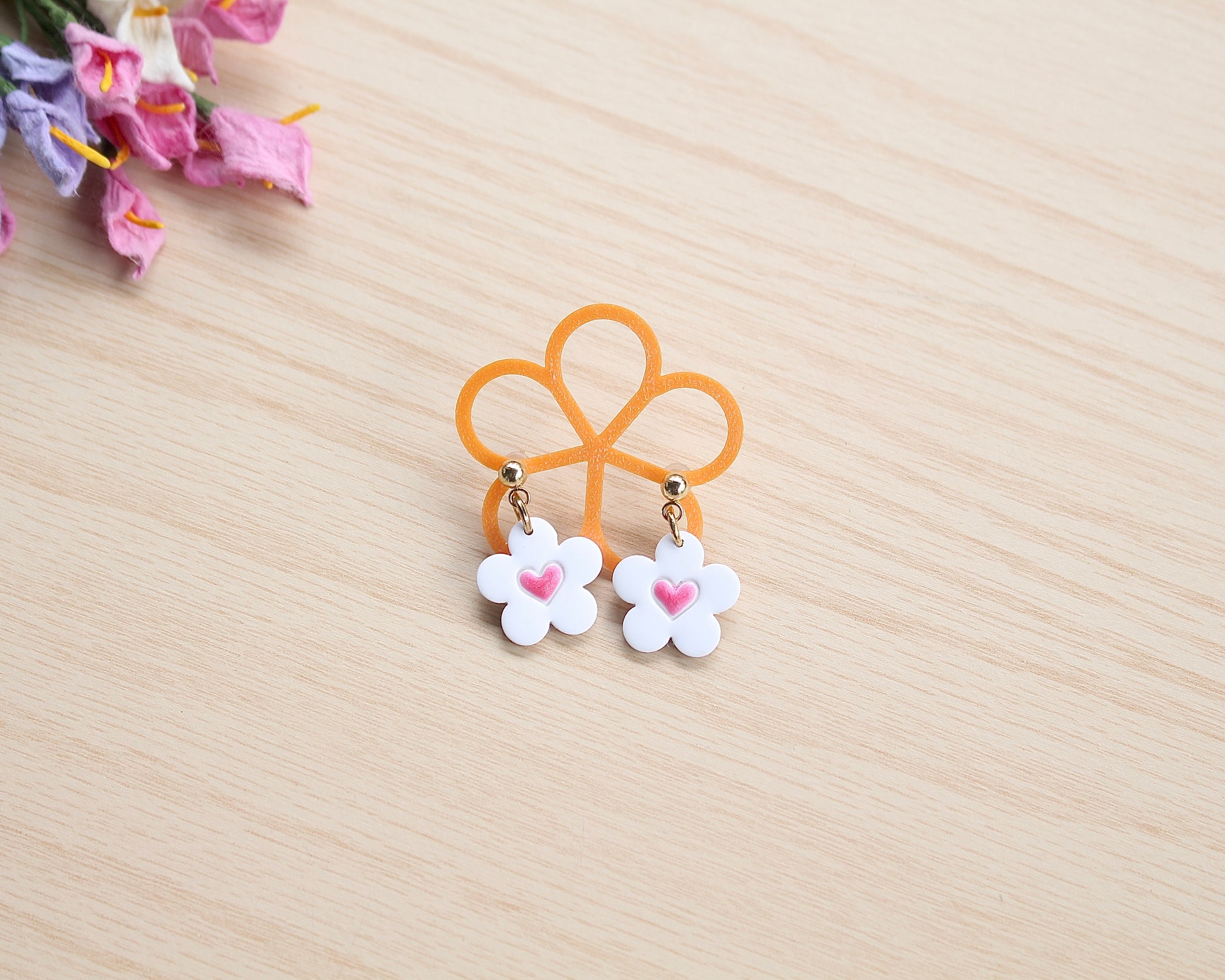 heart daisy polymer clay cutter