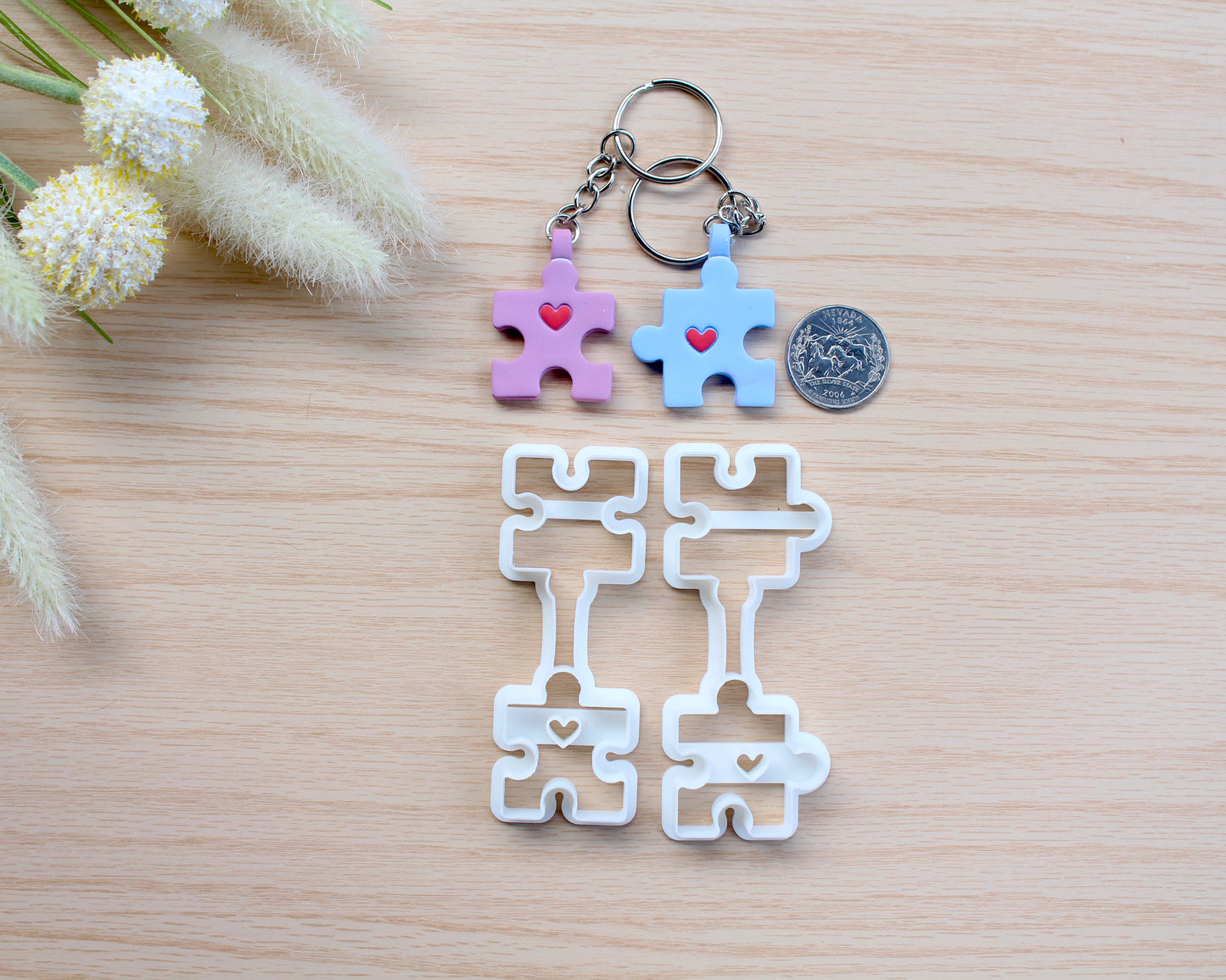 Matching Puzzle Pieces Keychain Cutter Set