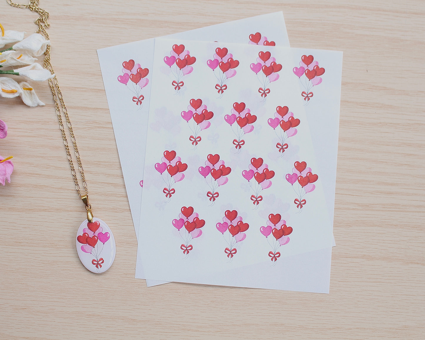 Hearts Balloon Water Soluble Transfer Paper