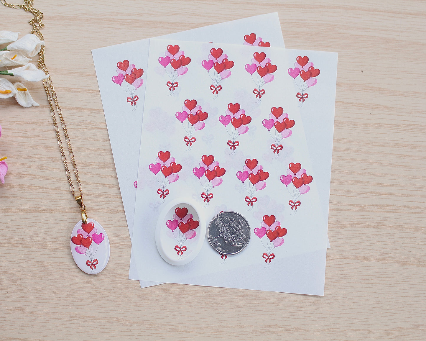 Hearts Balloon Water Soluble Transfer Paper