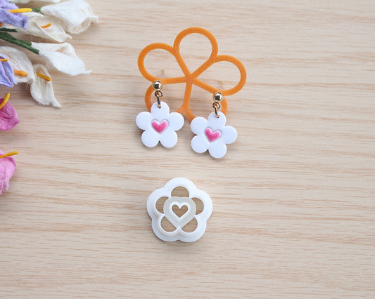 heart daisy polymer clay cutter