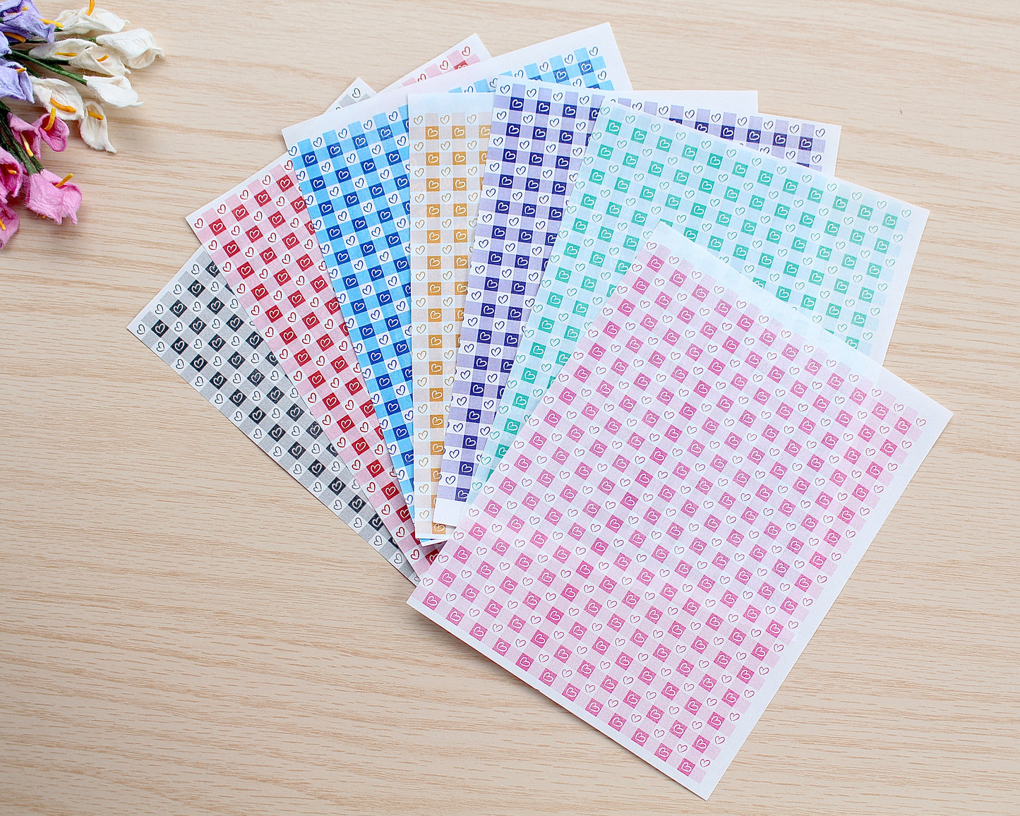 Gingham Hearts Water Soluble Transfer Paper