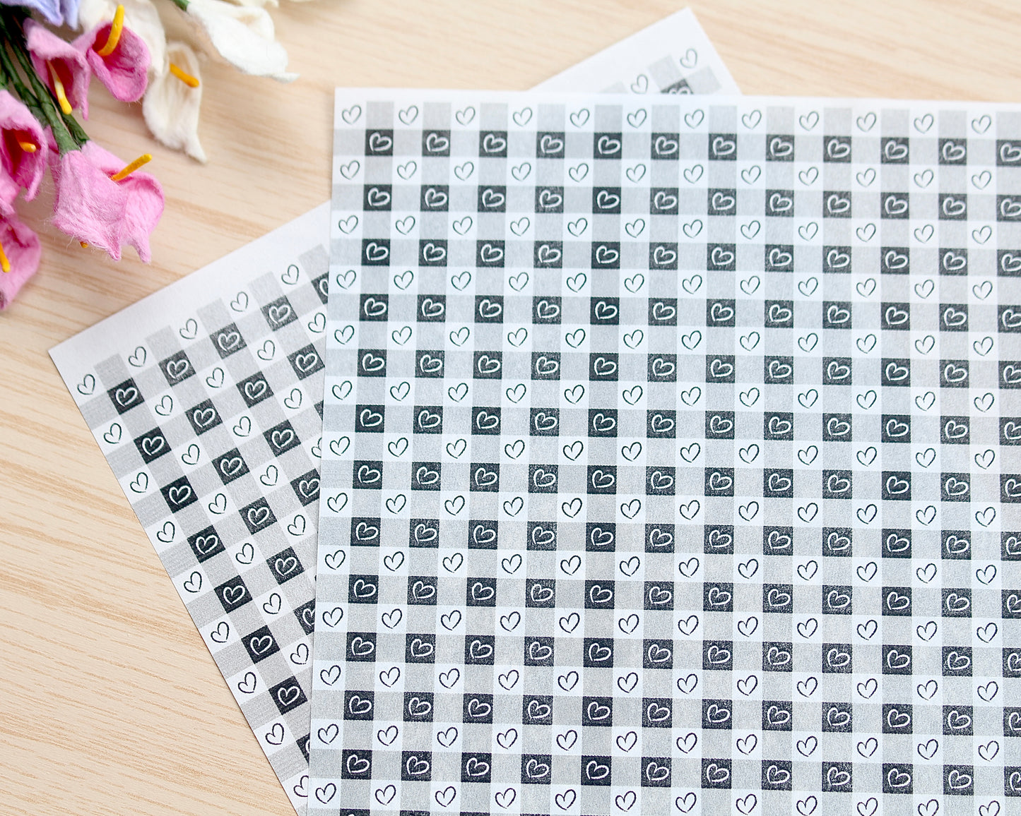 Gingham Hearts Water Soluble Transfer Paper