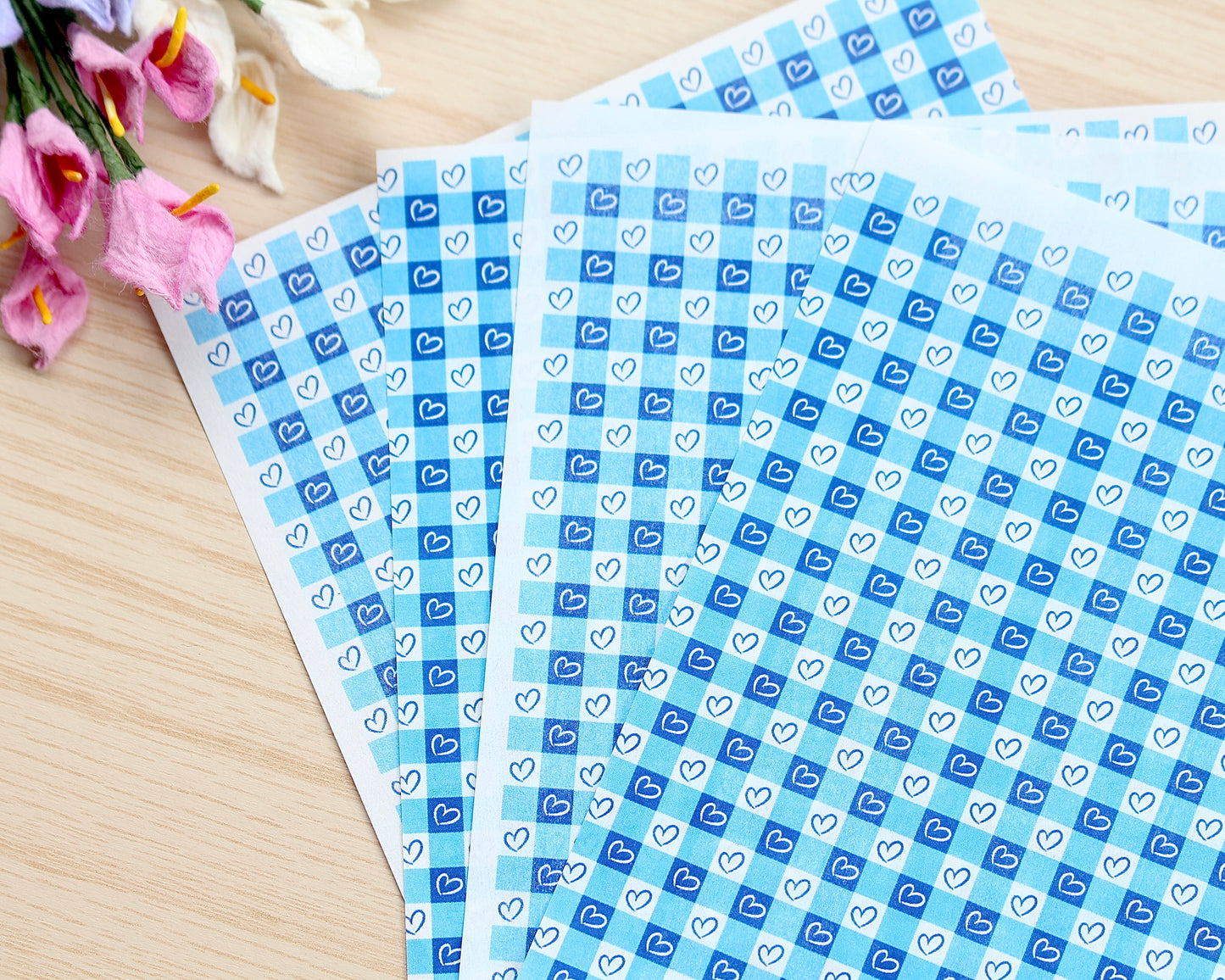 Gingham Hearts Water Soluble Transfer Paper
