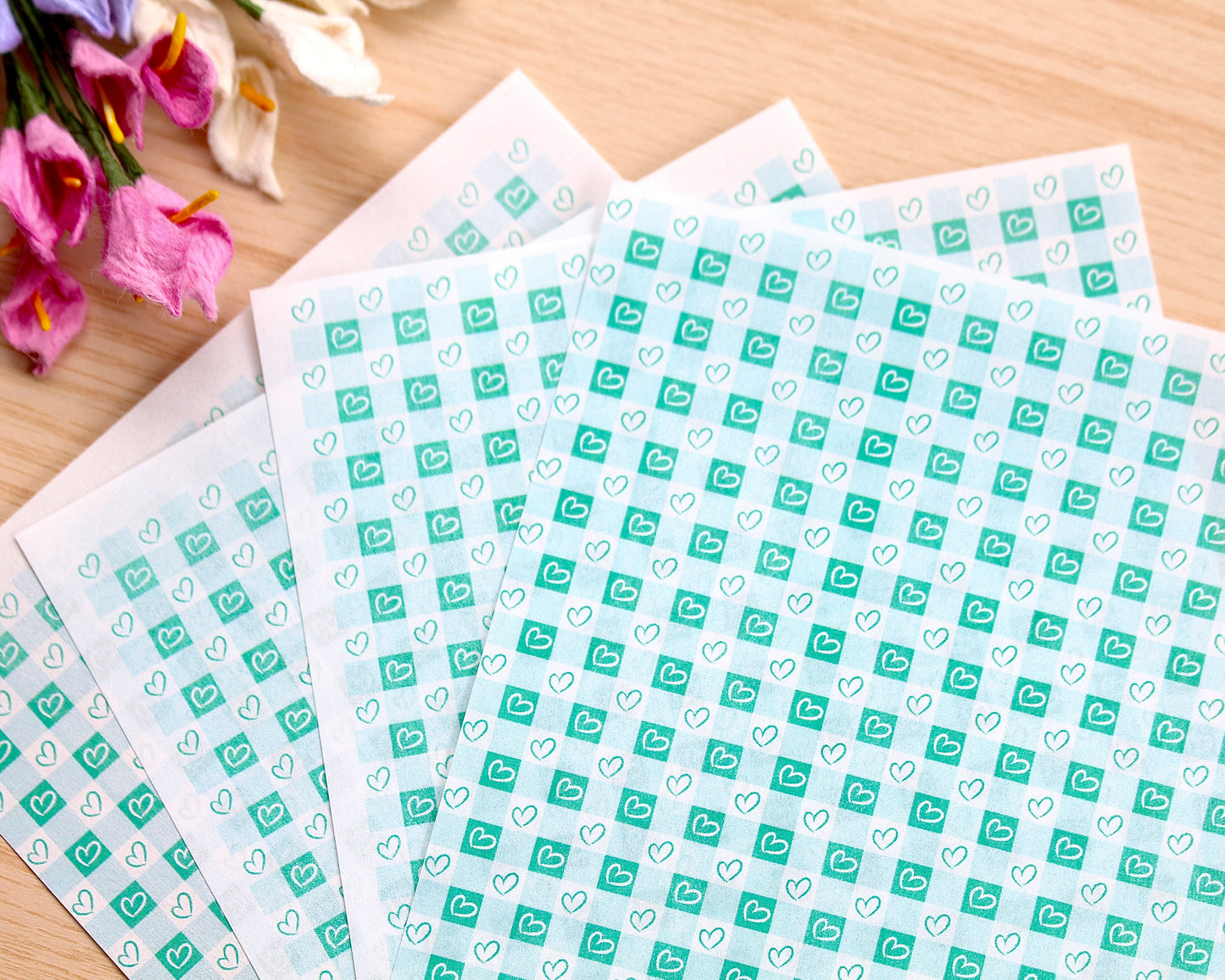 Gingham Hearts Water Soluble Transfer Paper