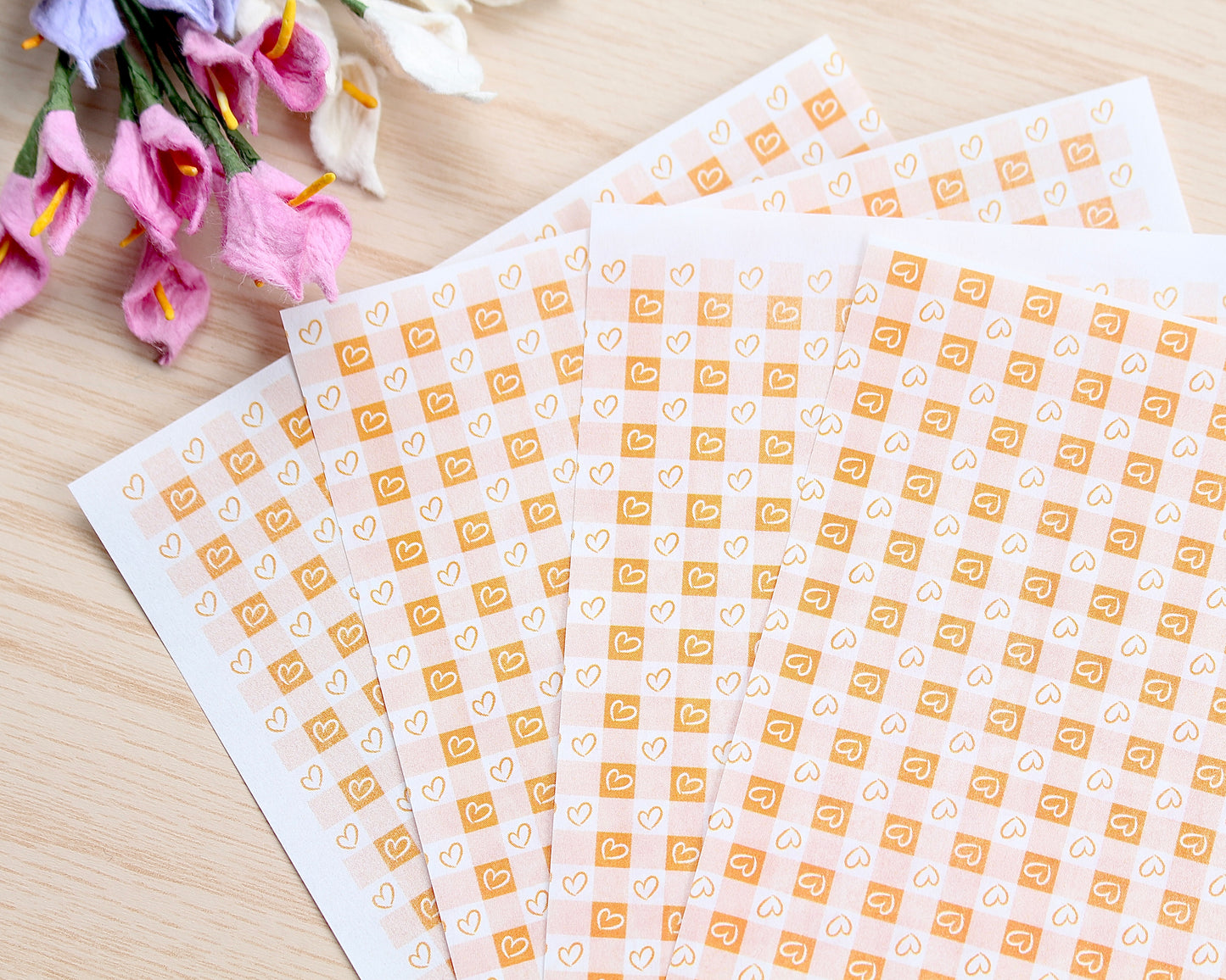 Gingham Hearts Water Soluble Transfer Paper