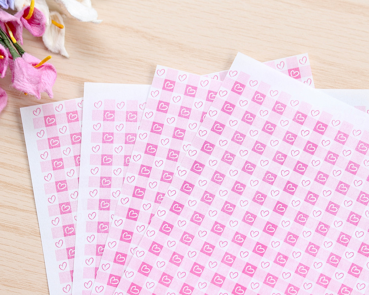 Gingham Hearts Water Soluble Transfer Paper
