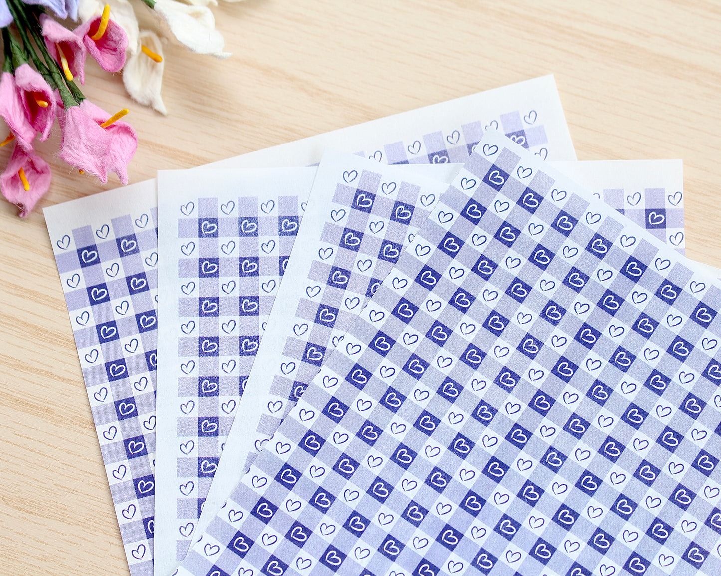 Gingham Hearts Water Soluble Transfer Paper