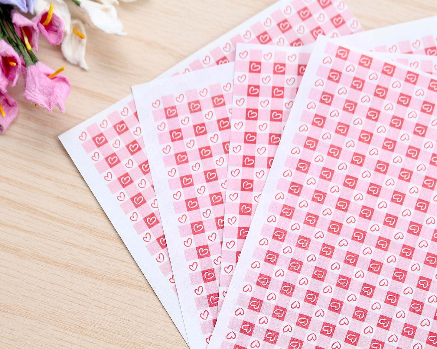 Gingham Hearts Water Soluble Transfer Paper