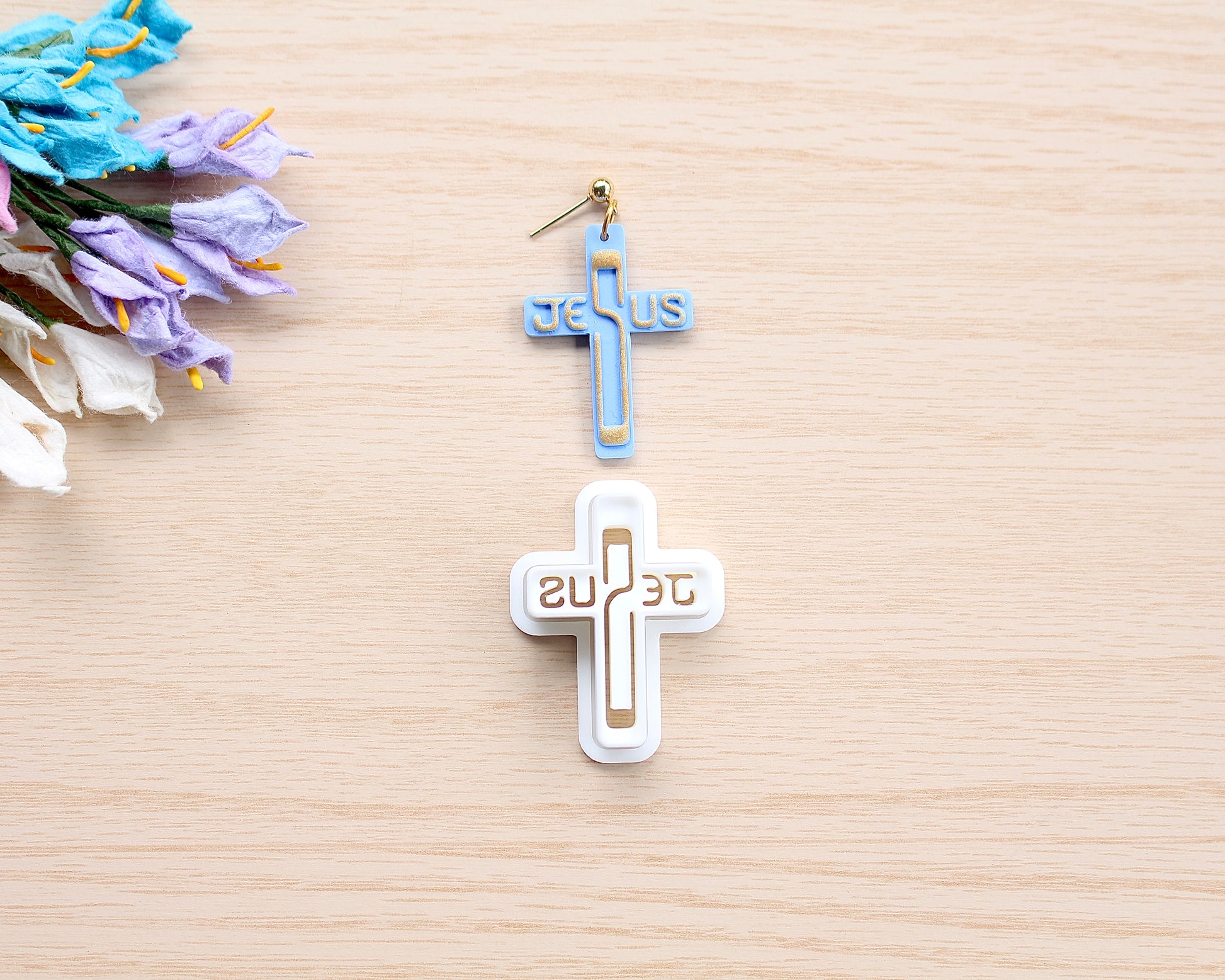 jesus script cross polymer clay cutter