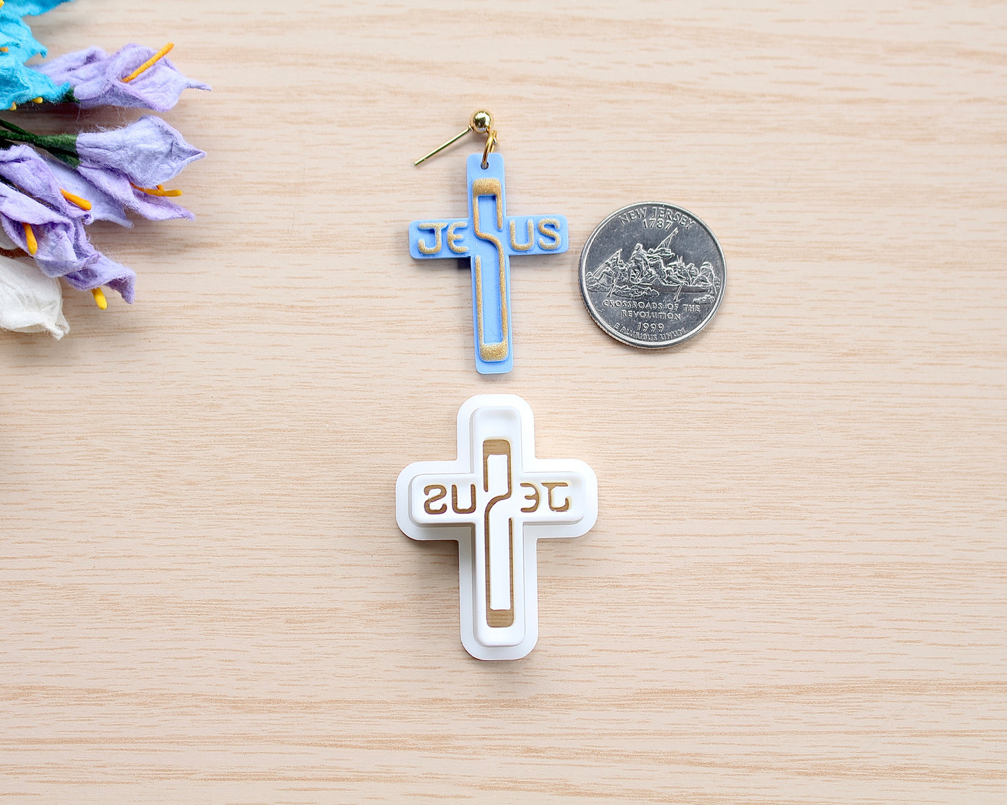 jesus script cross polymer clay cutter