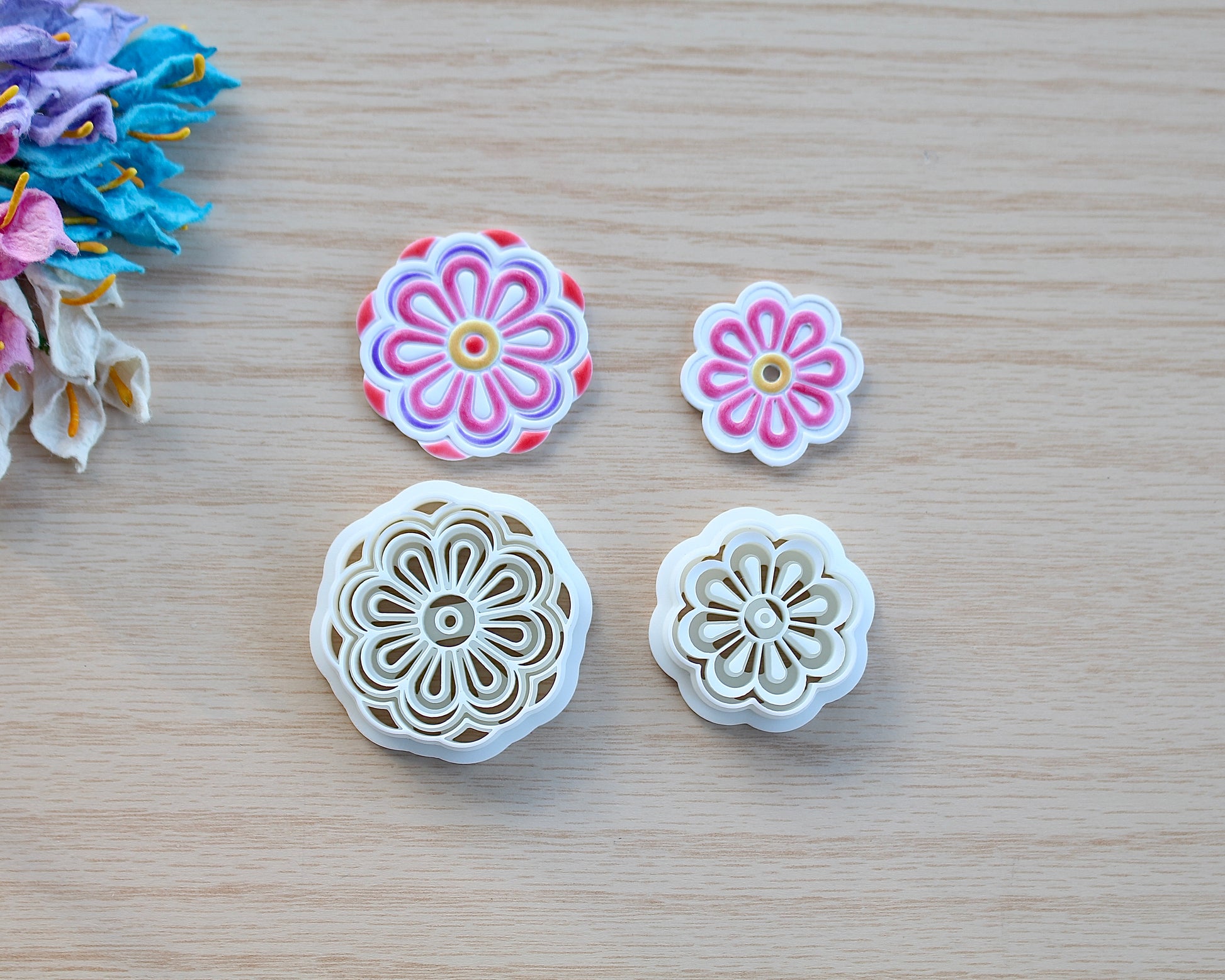tile style flower polymer clay cutter