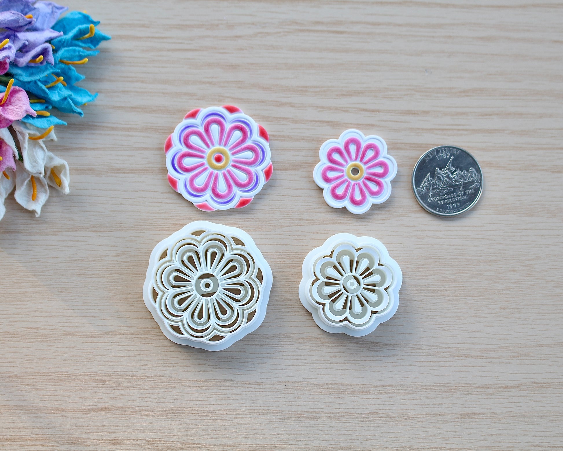 tile style flower polymer clay cutter