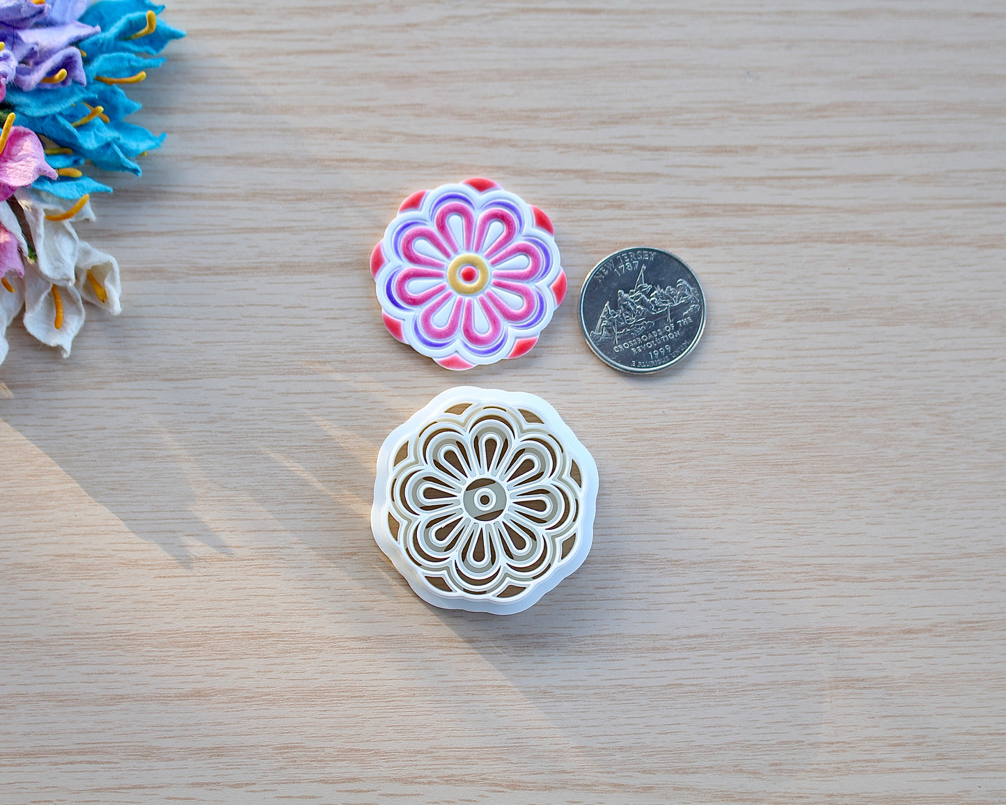 tile style flower polymer clay cutter