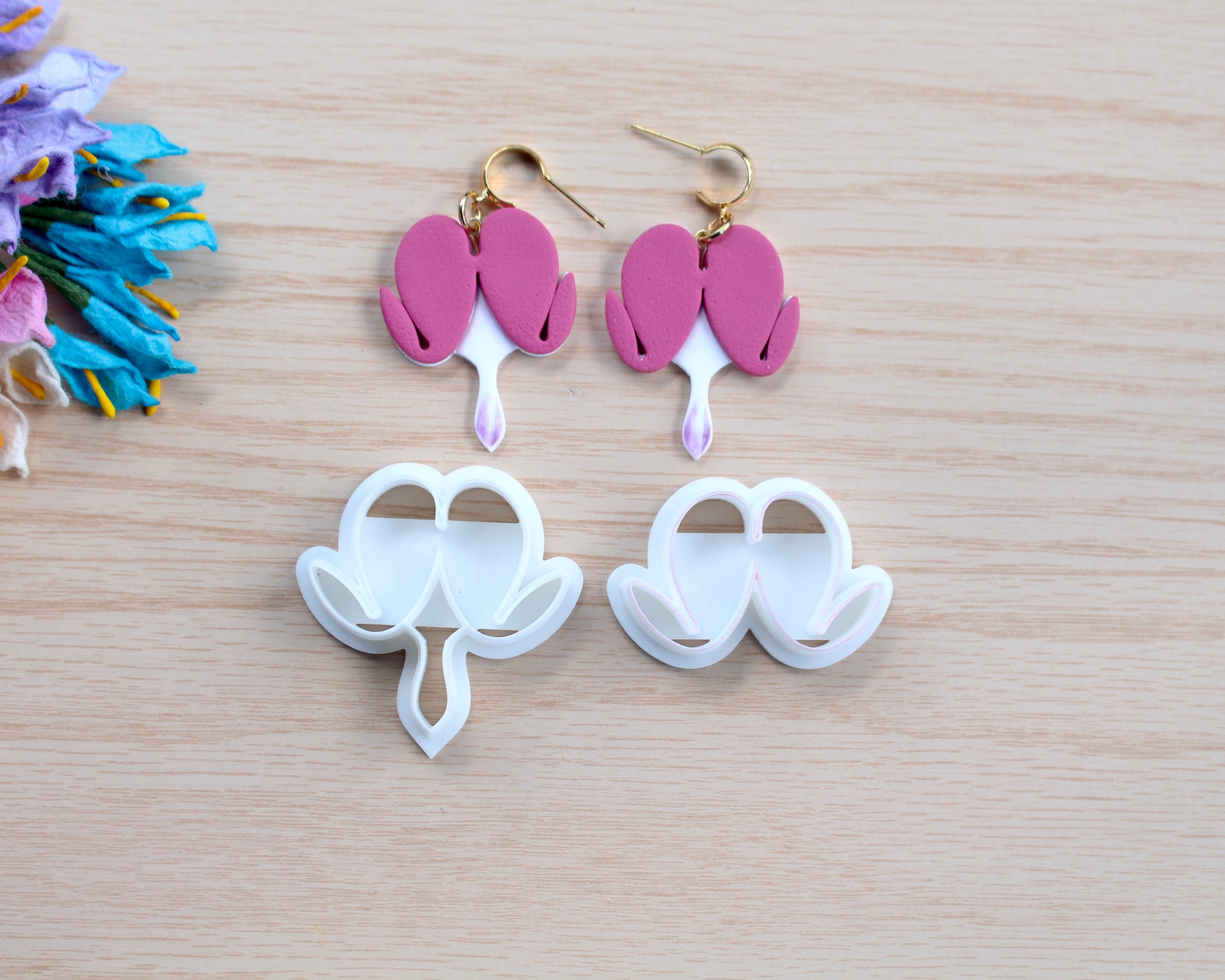 bleeding heart flower polymer clay cutter set