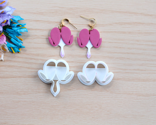 bleeding heart flower polymer clay cutter set