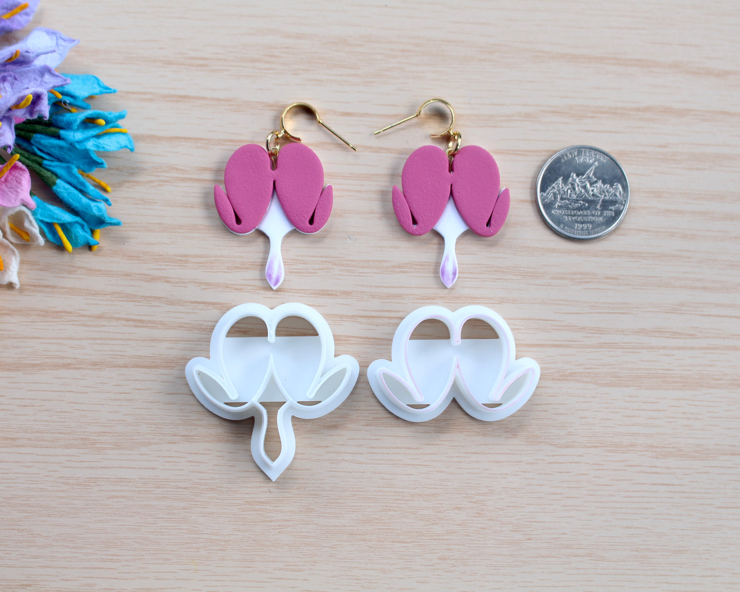 bleeding heart flower polymer clay cutter set