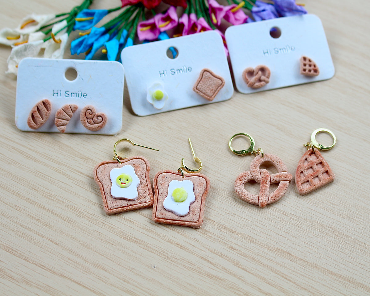 toast and pretzel earrings