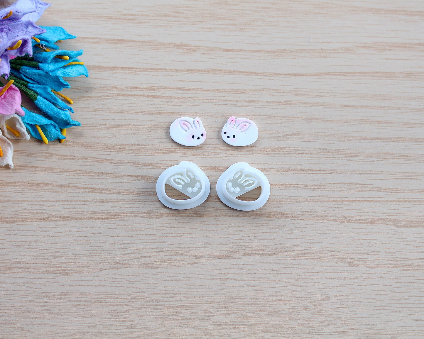 Mini bunny bun polymer clay cutter