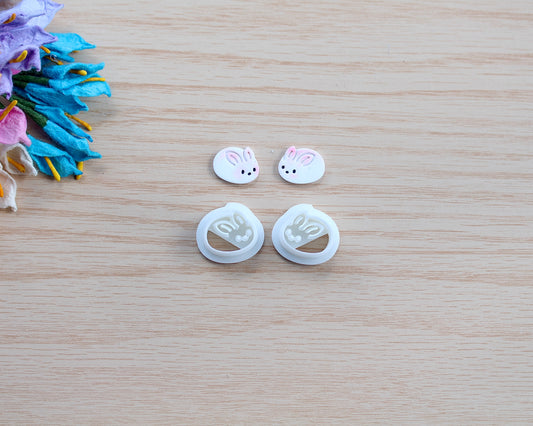 Mini bunny bun polymer clay cutter