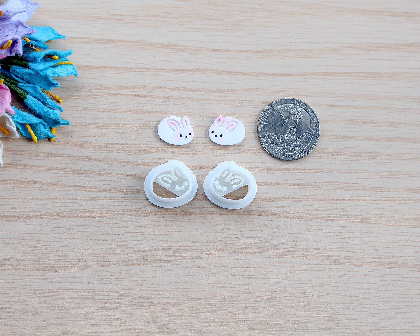 Mini bunny bun polymer clay cutter