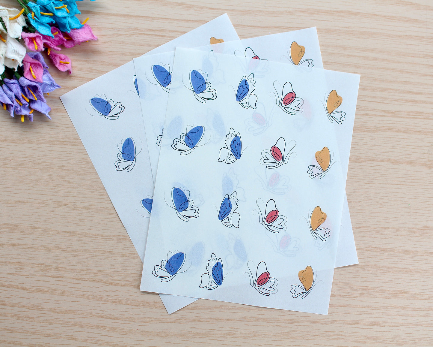 Line Art Style Butterfly Water Soluble Transfer Paper