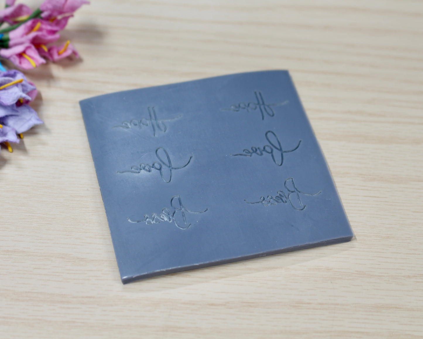 hope, bless, love sentiment element baking mat polymer clay cutter