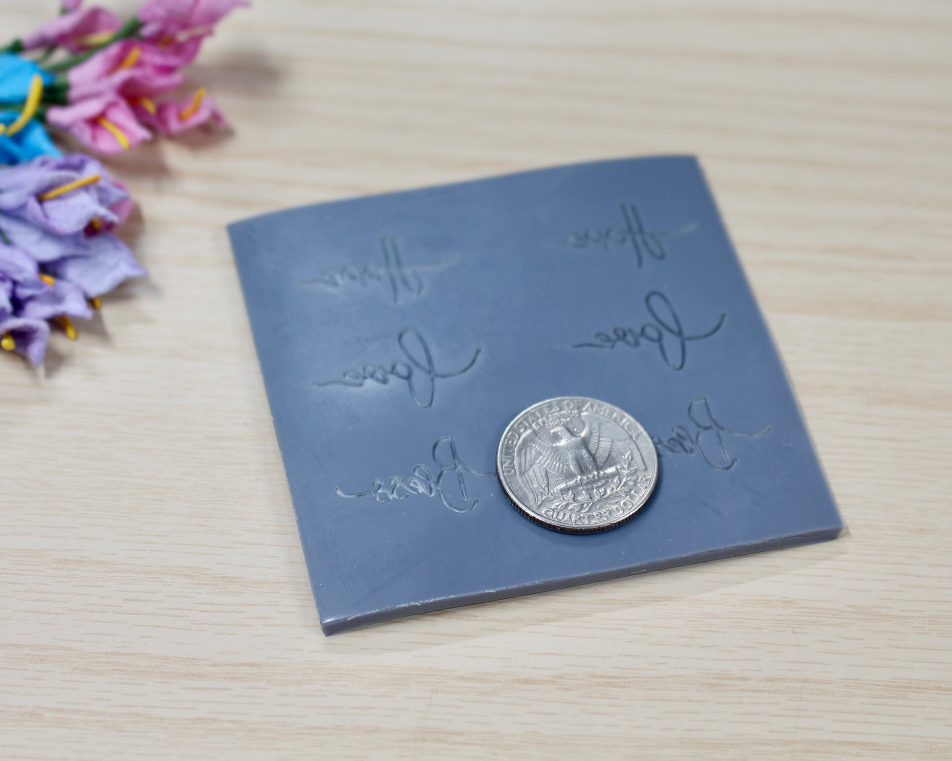 hope, bless, love sentiment element baking mat polymer clay cutter