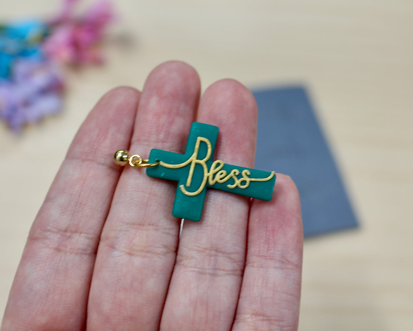 hope, bless, love sentiment element baking mat polymer clay cutter
