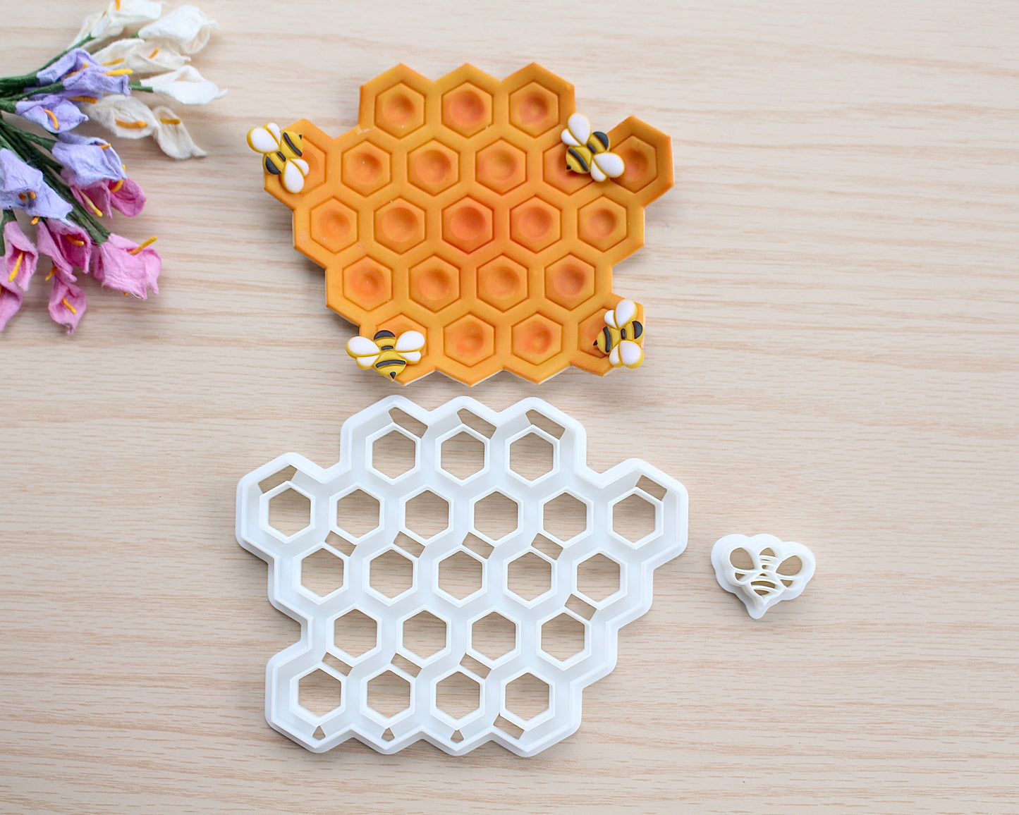 honeycomb & bee trinket | ornament polymer clay cutter set