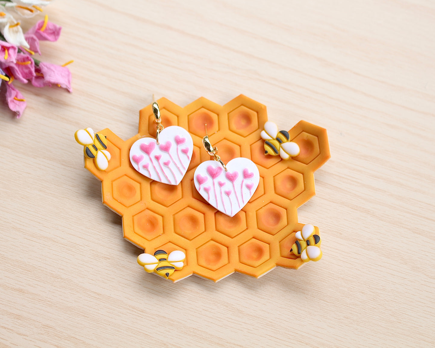 honeycomb & bee trinket | ornament polymer clay cutter set