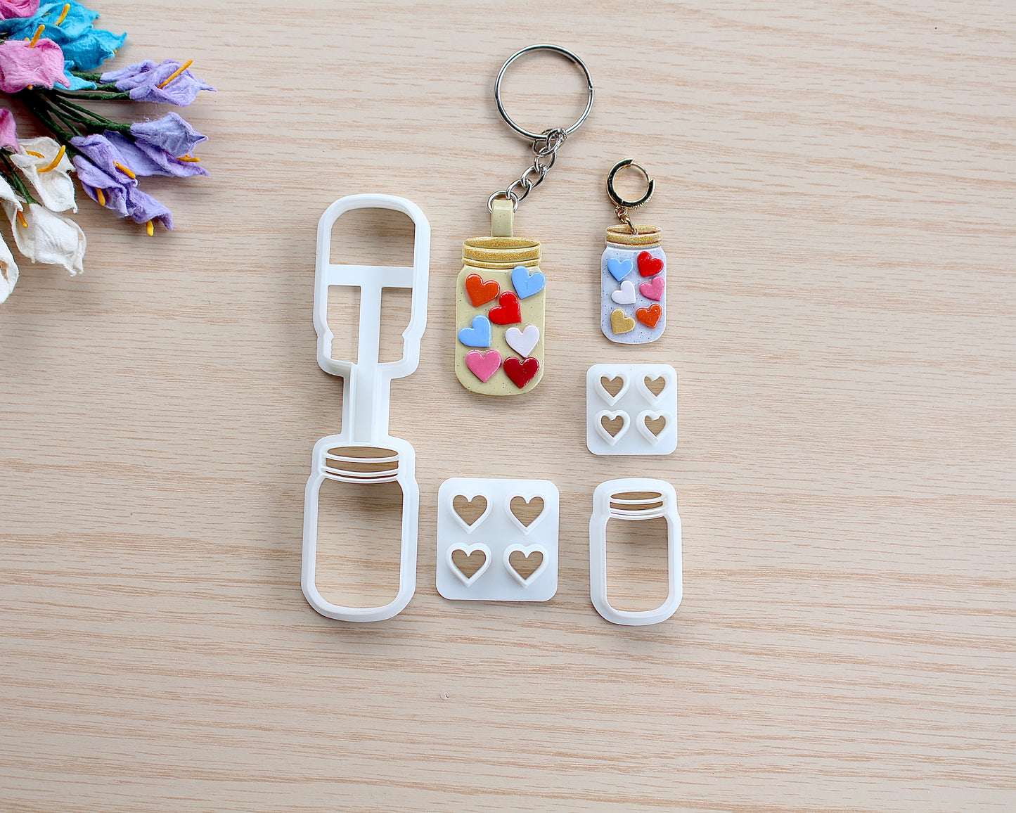 jar of hearts polymer clay cutter set
