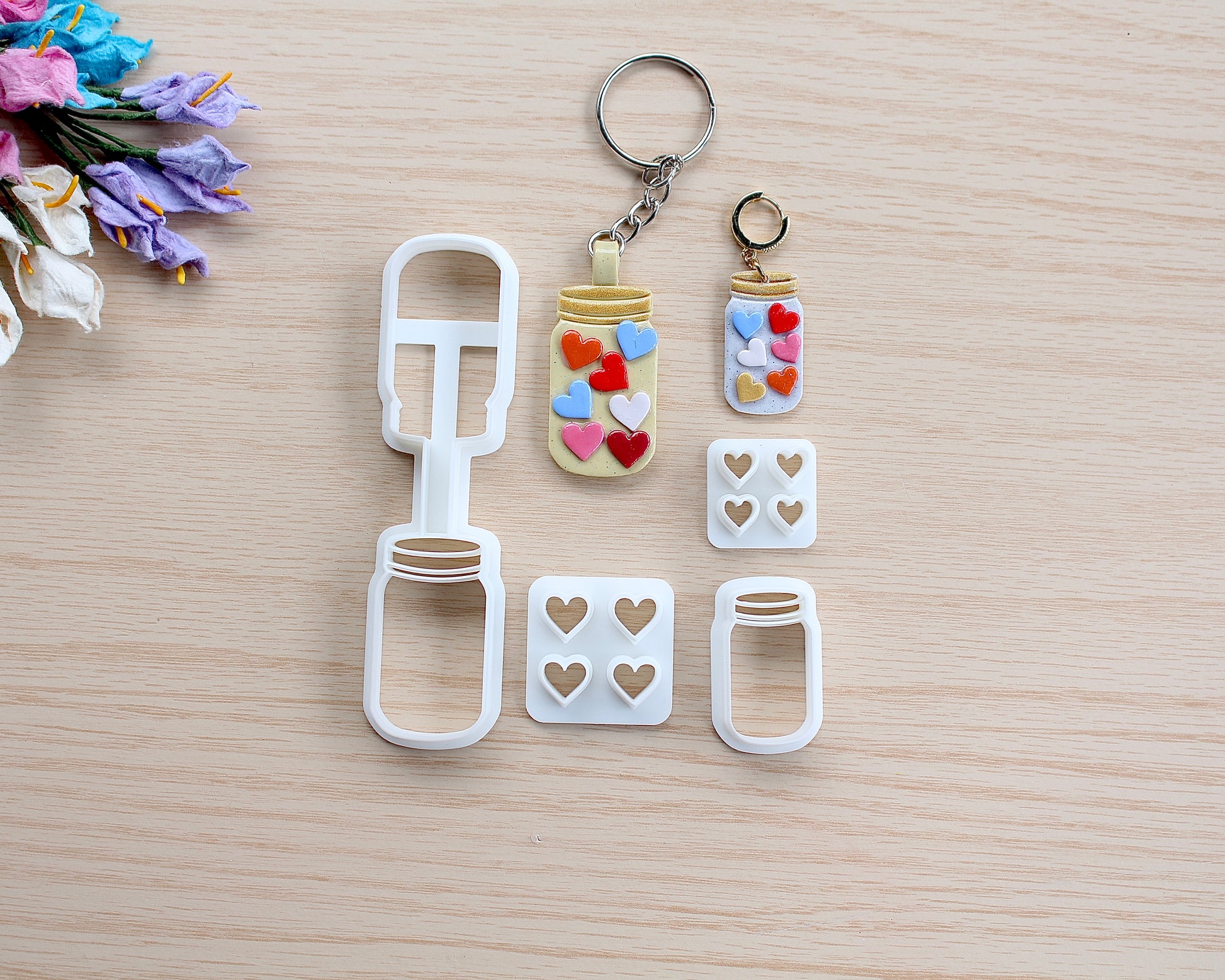 jar of hearts polymer clay cutter set